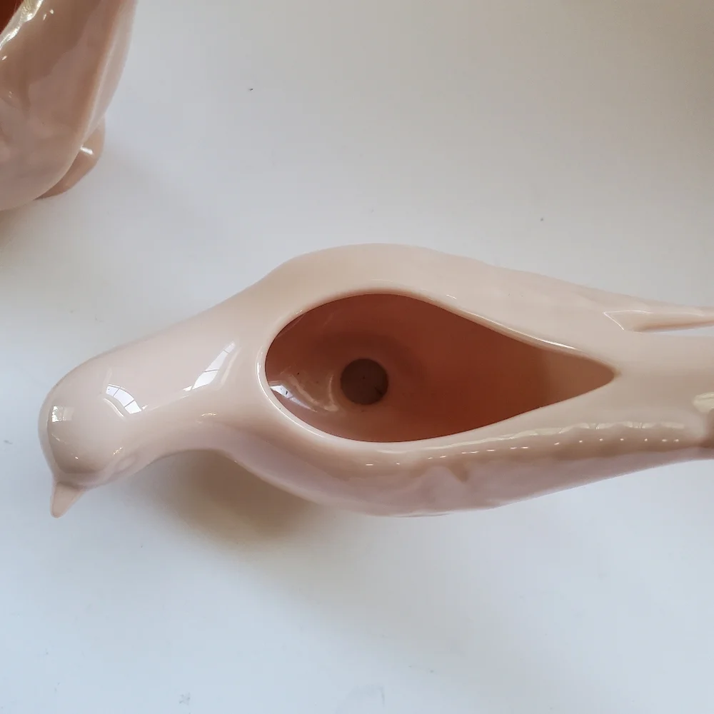 Lenox Pink Ceramic Bird Bud Vases Set of 2 Vintage Made in USA‎ Blush Decor